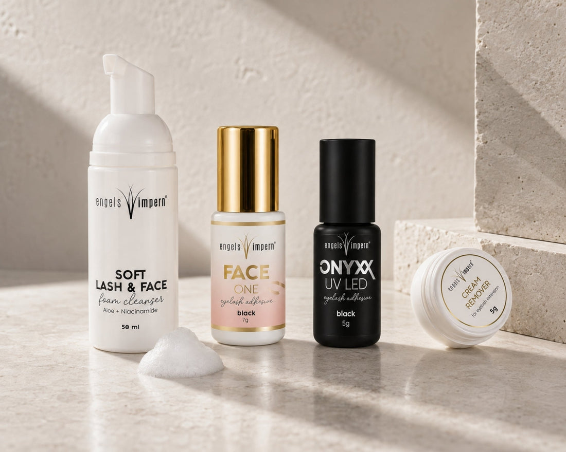 EngelsWimpern Flüssigkeiten für Wimpernverlängerung: Bondtastic Bonder, Soft Lash & Face Wimpernshampoo, Speed Up Kleberbeschleuniger und Primer