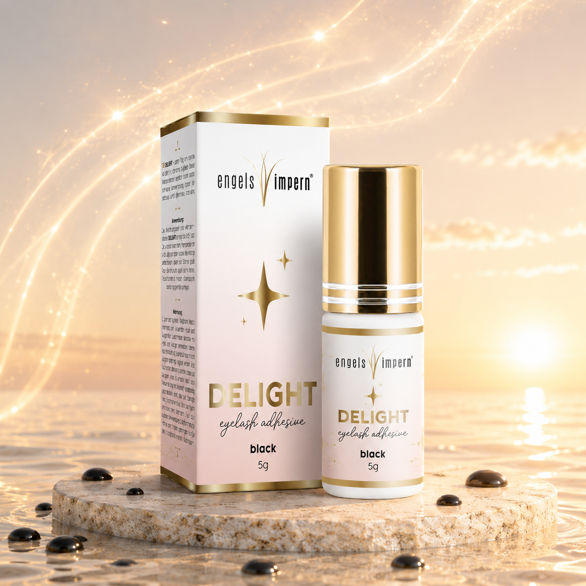 DELIGHT schwarzer Wimpernkleber 5 g mit Verpackung – Produktansicht