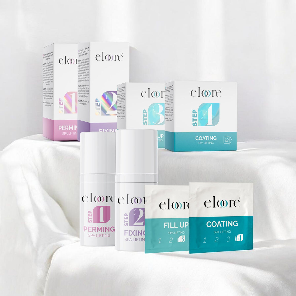 Cysteamine Wimpernlifting Set – eloore® Lash & Brow Lifting System mit sanfter Formel für perfekte Wimpern und Augenbrauen.

Das eloore® Cysteamine Wimpernlifting Set bietet ein sanftes und pflegendes Lash & Brow Lifting ohne Thioglykolat & Ammoniak. Enthält Perming & Fixing (10ml Airless) sowie Fill Up & Coating (10x 2ml Sachets) – für langanhaltende Ergebnisse.