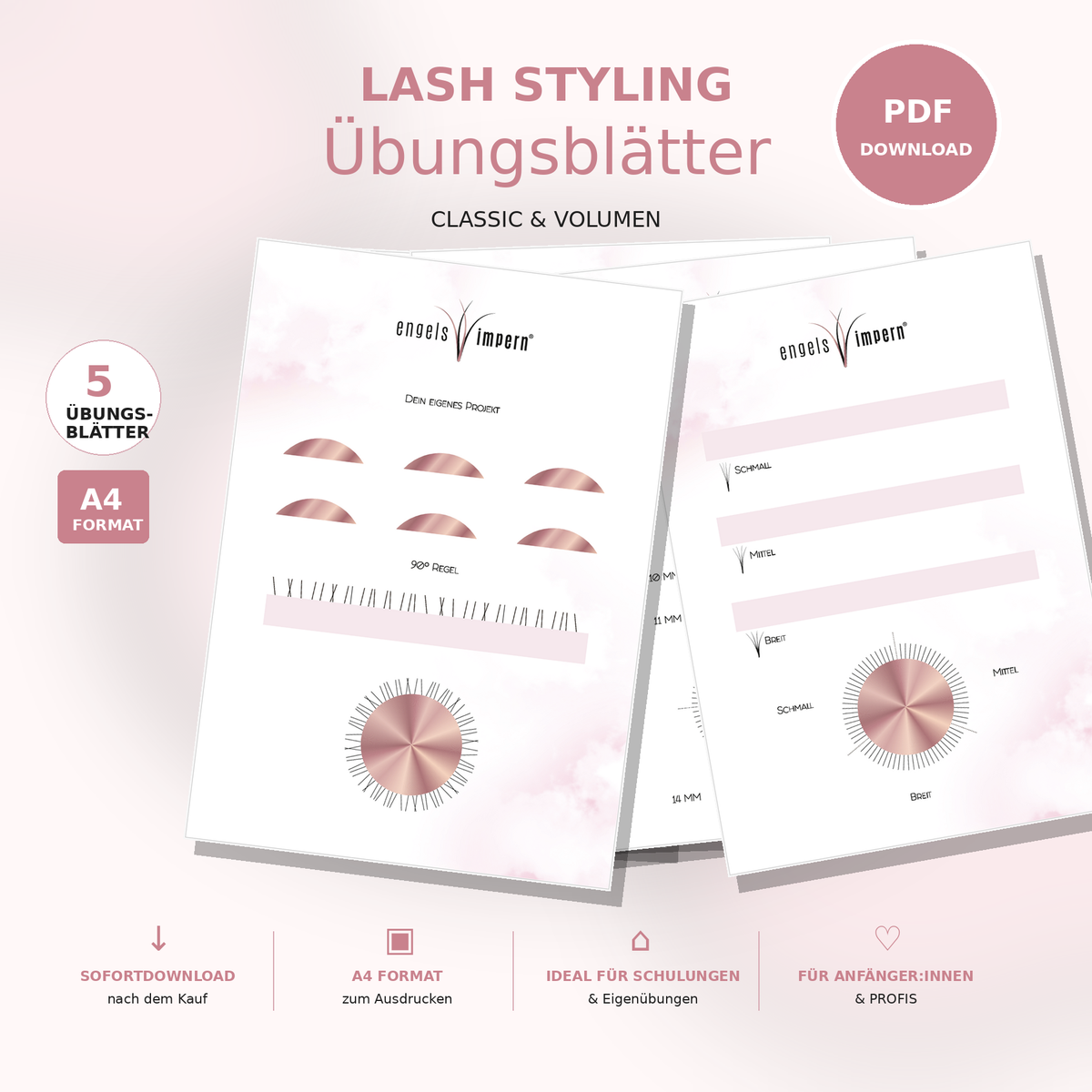Lash Styling Übungsblätter | Classic & Volumen | PDF Download