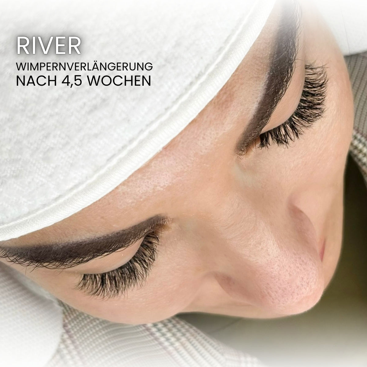 RIVER schwarzer Wimpernkleber – Haltbarkeit der Wimpernverlängerung nach 4,5 Wochen
