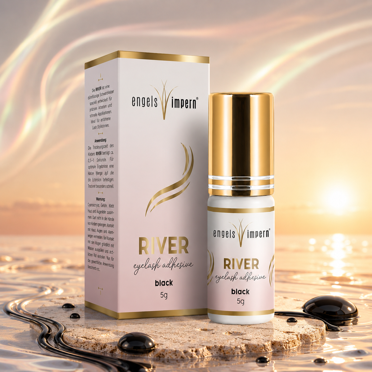 RIVER schwarzer Wimpernkleber für professionelle Wimpernverlängerung und Volumentechnik